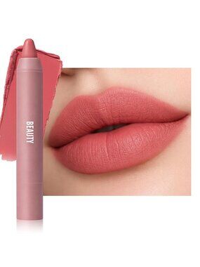 Women's E01# Soft Rosewood 24 Hour Long-lasting Rose Matte Lipstick Crayon